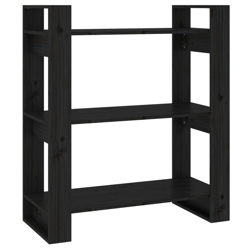 Boekenkast/kamerscherm 80x35x91 cm massief grenenhout zwart MeubelReus
