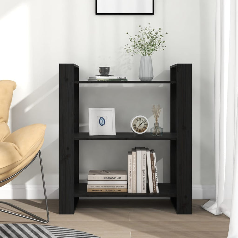 Boekenkast/kamerscherm 80x35x91 cm massief grenenhout zwart MeubelReus