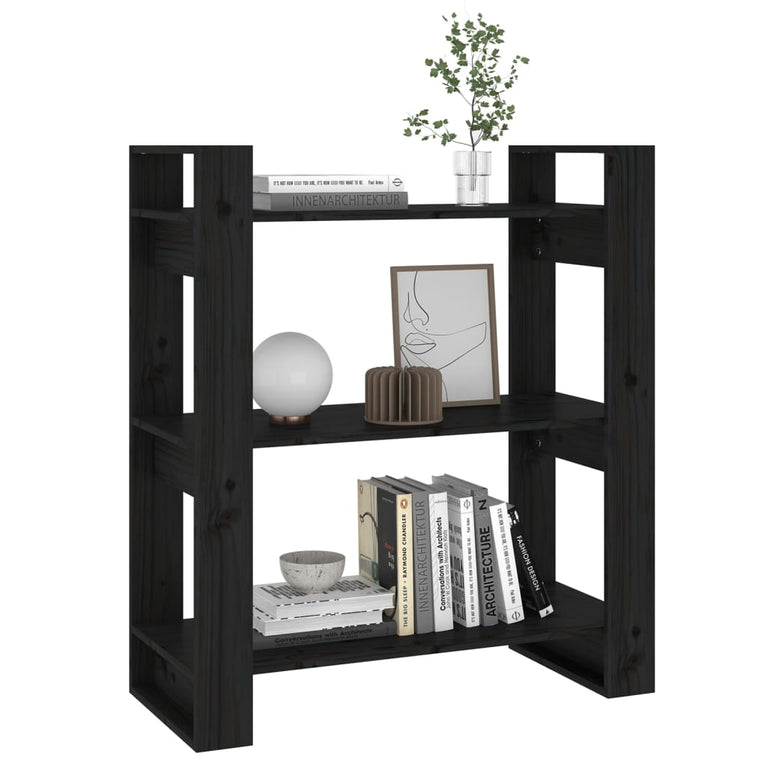 Boekenkast/kamerscherm 80x35x91 cm massief grenenhout zwart MeubelReus