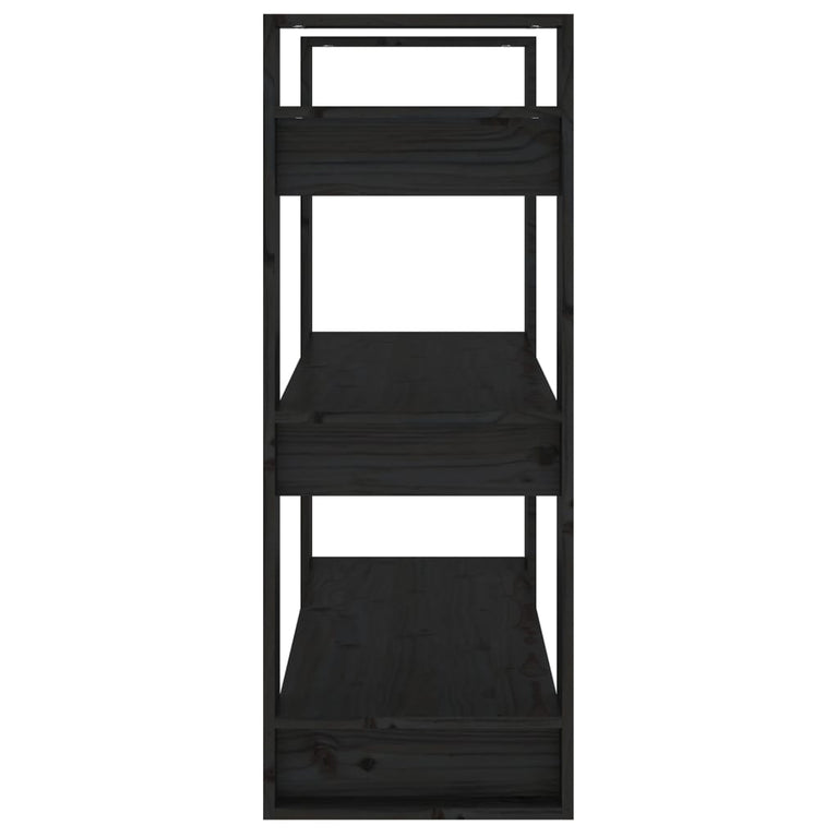 Boekenkast/kamerscherm 80x35x91 cm massief grenenhout zwart MeubelReus