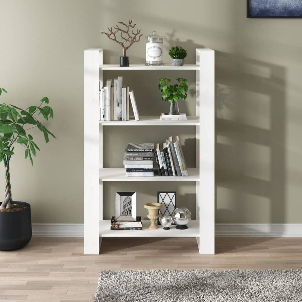 Boekenkast/kamerscherm 80x35x125 cm massief grenenhout wit MeubelReus