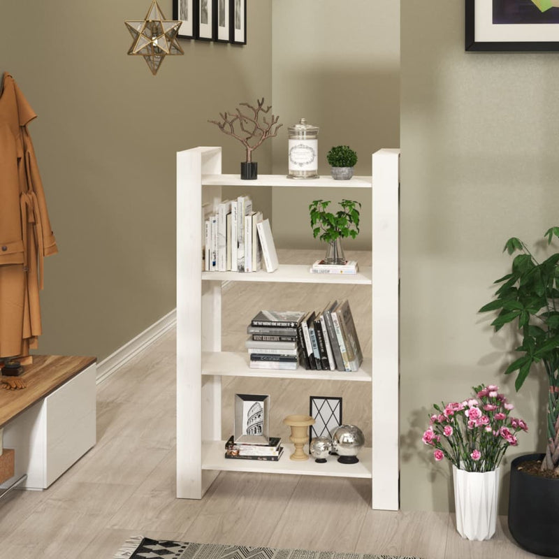 Boekenkast/kamerscherm 80x35x125 cm massief grenenhout wit MeubelReus