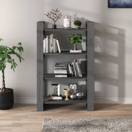 Boekenkast/kamerscherm 80x35x125 cm massief grenenhout grijs MeubelReus