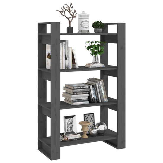 Boekenkast/kamerscherm 80x35x125 cm massief grenenhout grijs MeubelReus