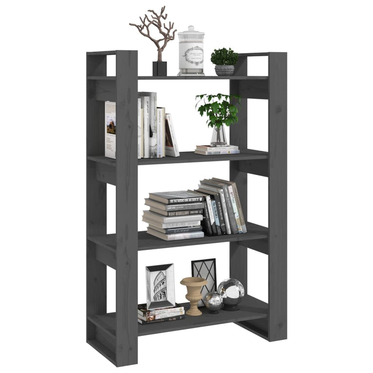 Boekenkast/kamerscherm 80x35x125 cm massief grenenhout grijs MeubelReus
