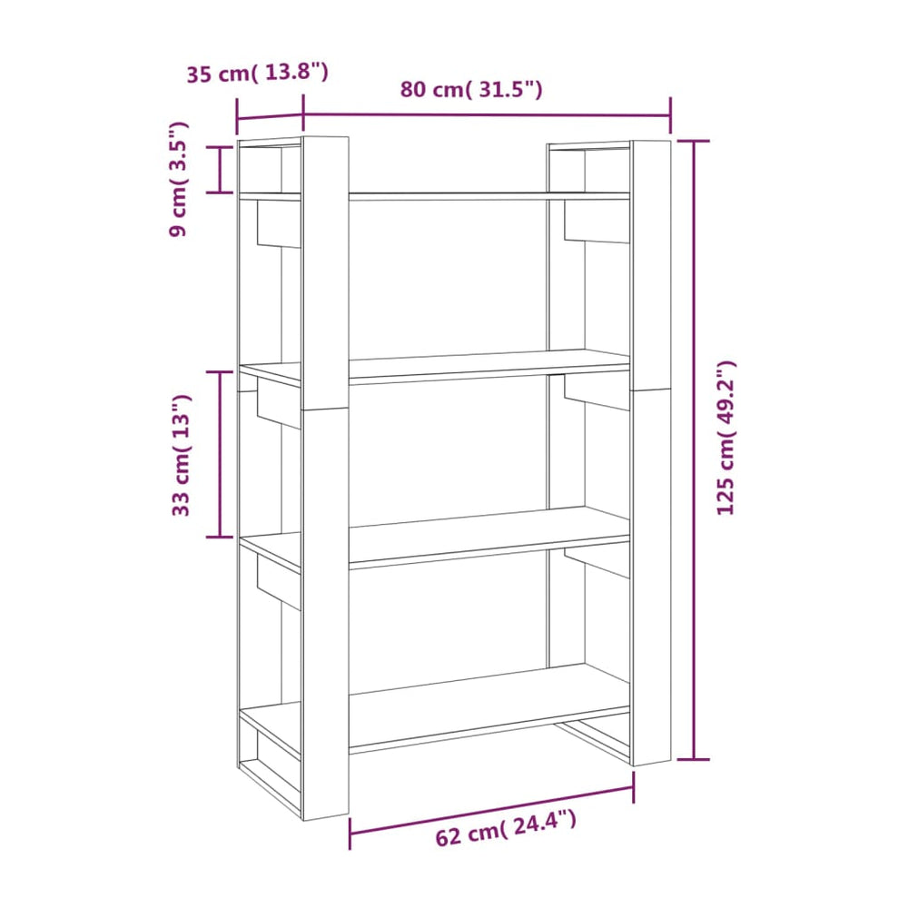 Boekenkast/kamerscherm 80x35x125 cm massief grenenhout grijs MeubelReus