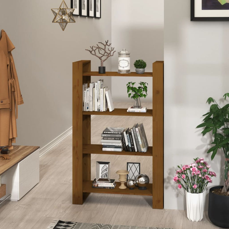 Boekenkast/kamerscherm 80x35x125 cm massief hout honingbruin MeubelReus