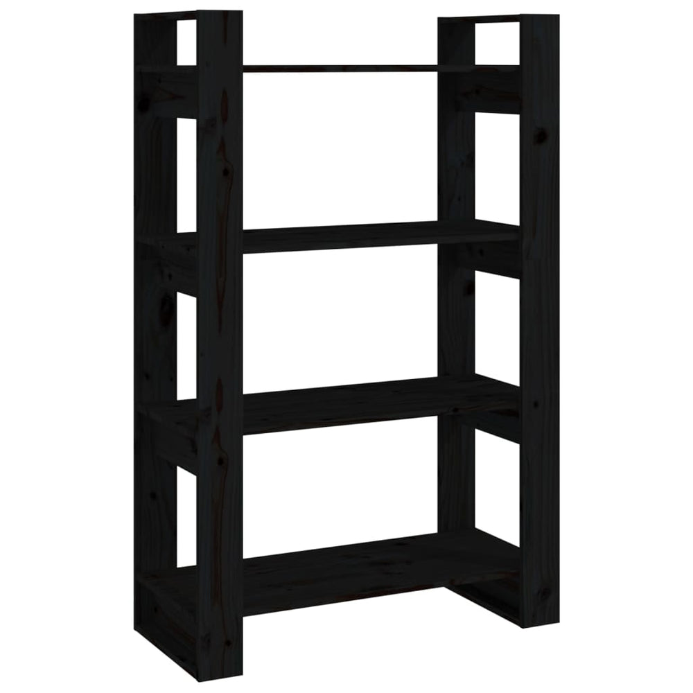 Boekenkast/kamerscherm 80x25x125 cm massief grenenhout zwart MeubelReus