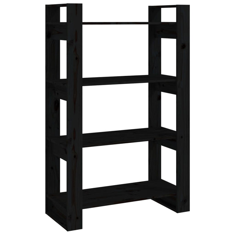 Boekenkast/kamerscherm 80x25x125 cm massief grenenhout zwart MeubelReus