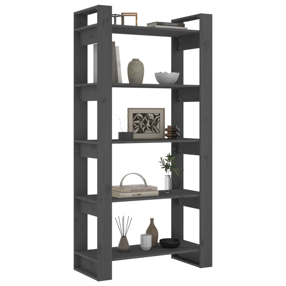 Boekenkast/kamerscherm 80x35x160 cm massief hout grijs MeubelReus