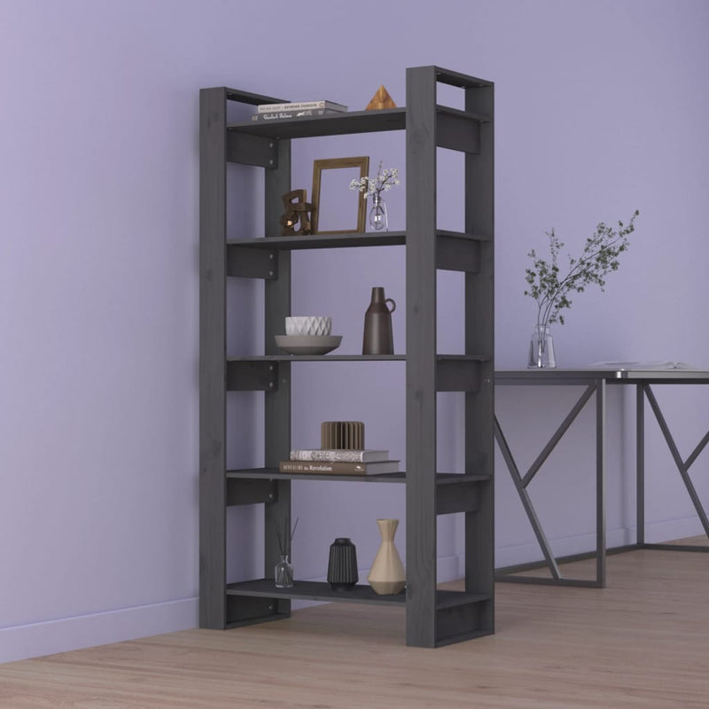 Boekenkast/kamerscherm 80x35x160 cm massief hout grijs MeubelReus