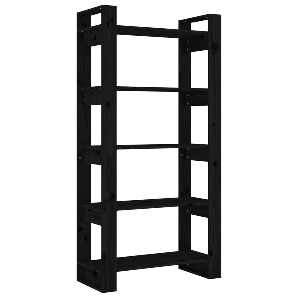 Boekenkast/kamerscherm 80x35x160 cm massief hout zwart MeubelReus