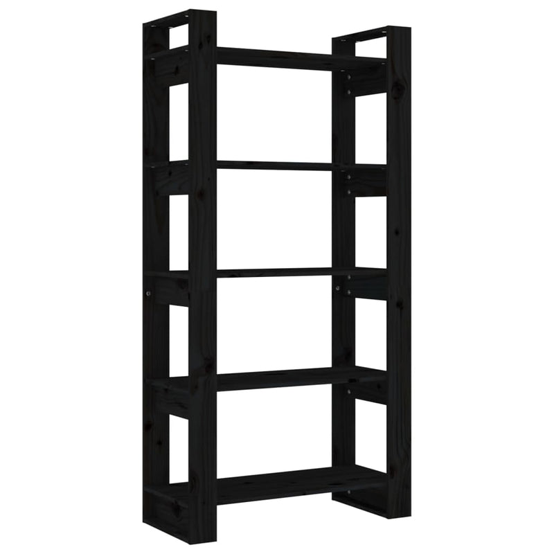Boekenkast/kamerscherm 80x35x160 cm massief hout zwart MeubelReus