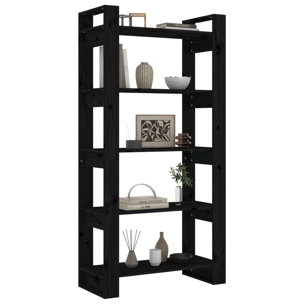Boekenkast/kamerscherm 80x35x160 cm massief hout zwart MeubelReus