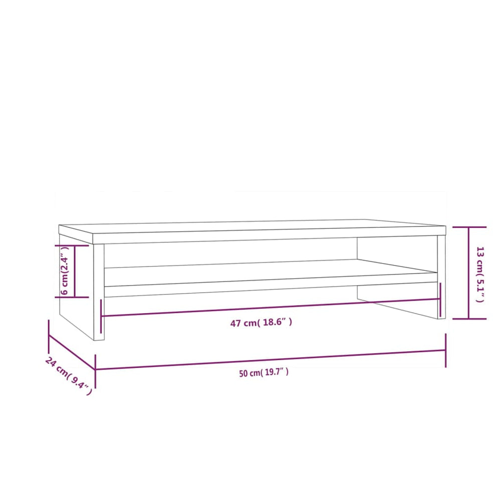 Monitorstandaard 50x24x13 cm massief grenenhout MeubelReus
