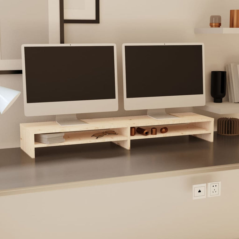 Monitorstandaard 100x24x13 cm massief grenenhout MeubelReus