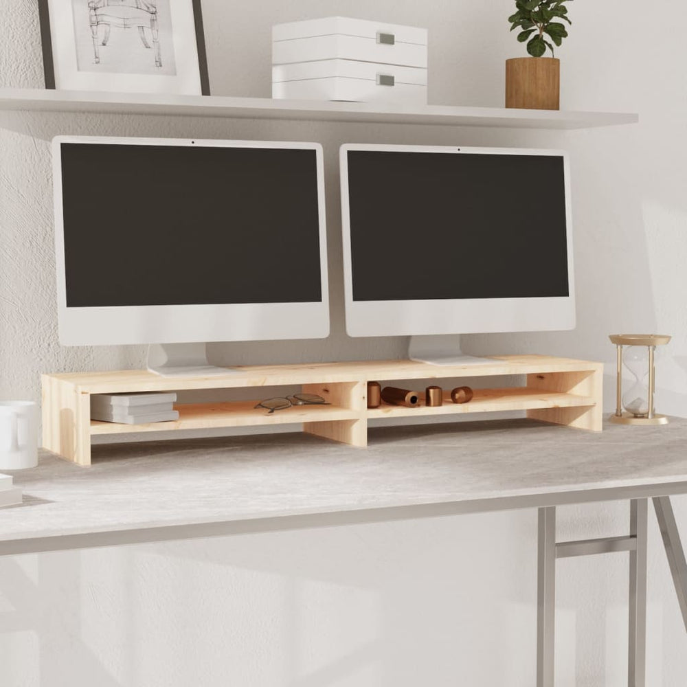 Monitorstandaard 100x24x13 cm massief grenenhout MeubelReus