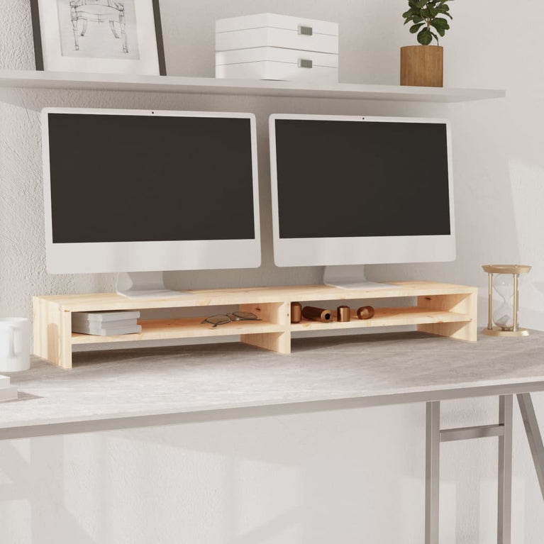 Monitorstandaard 100x24x13 cm massief grenenhout MeubelReus