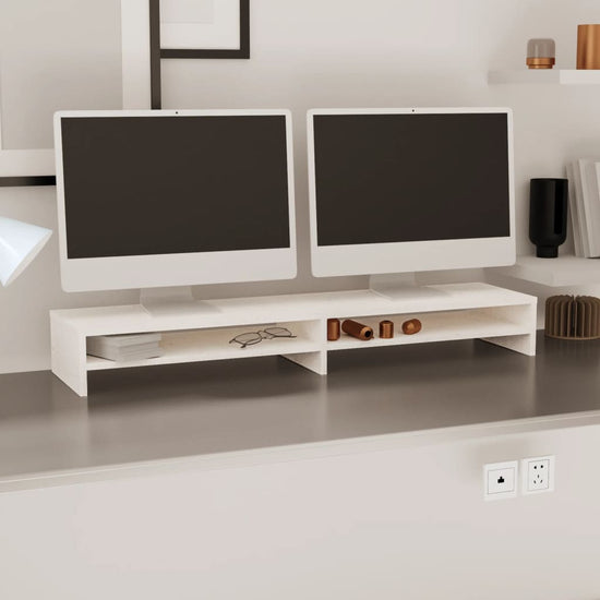 Monitorstandaard 100x24x13 cm massief grenenhout wit MeubelReus