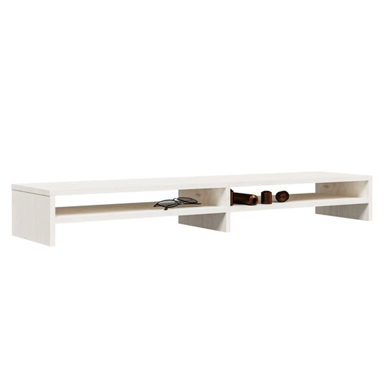 Monitorstandaard 100x24x13 cm massief grenenhout wit MeubelReus