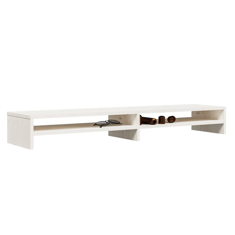 Monitorstandaard 100x24x13 cm massief grenenhout wit MeubelReus