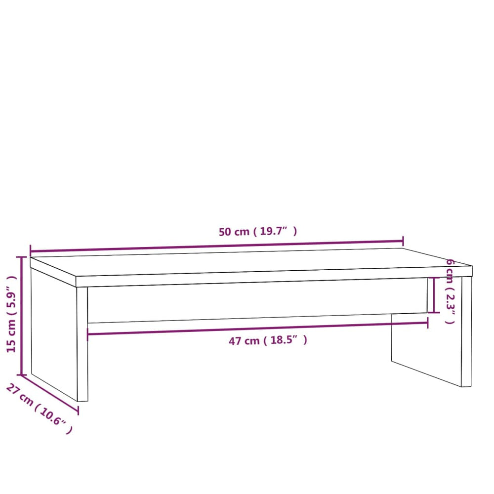 Monitorstandaard 50x27x15 cm massief grenenhout MeubelReus