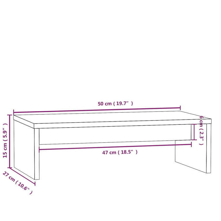 Monitorstandaard 50x27x15 cm massief grenenhout MeubelReus