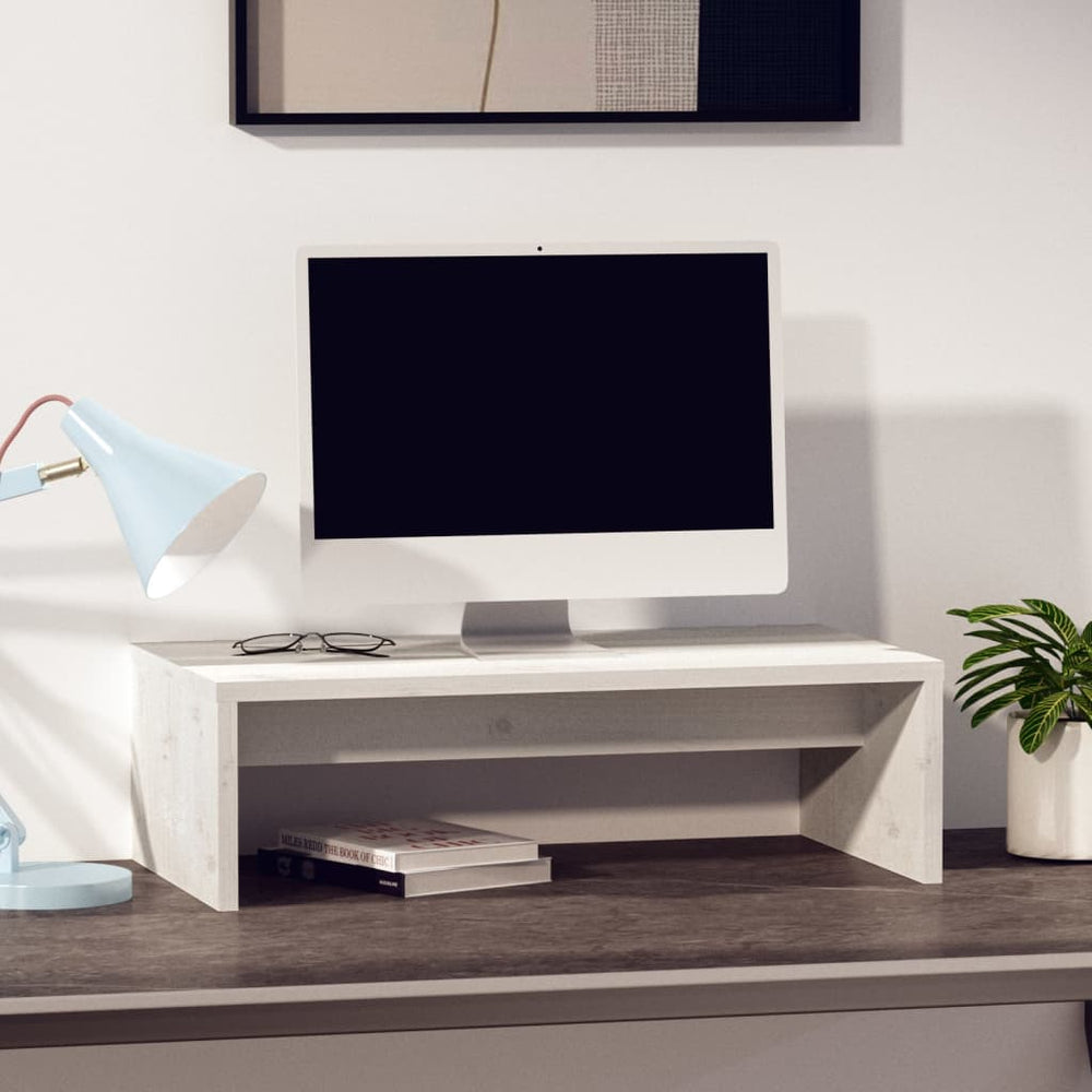 Monitorstandaard 50x27x15 cm massief grenenhout wit MeubelReus