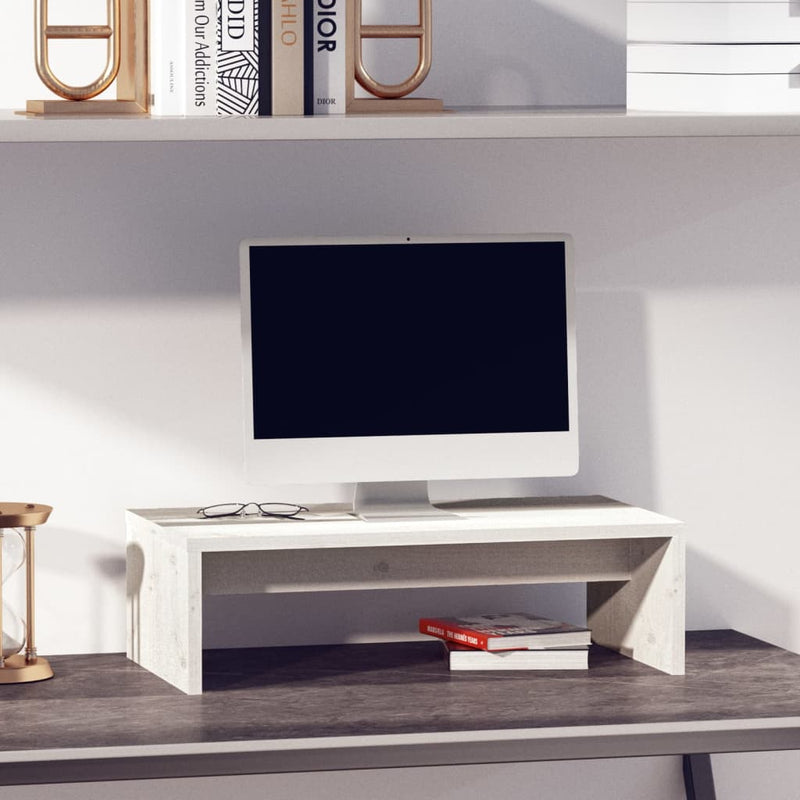 Monitorstandaard 50x27x15 cm massief grenenhout wit MeubelReus