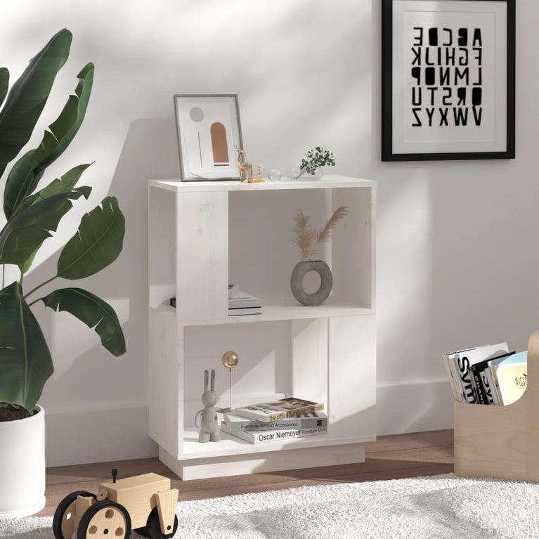 Boekenkast/kamerscherm 51x25x70 cm massief grenenhout wit