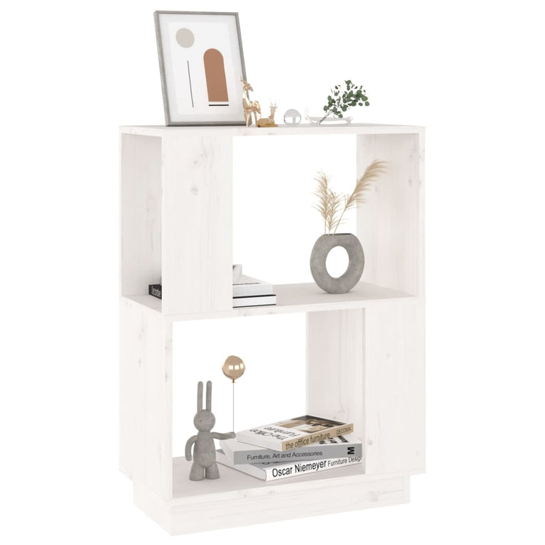 Boekenkast/kamerscherm 51x25x70 cm massief grenenhout wit