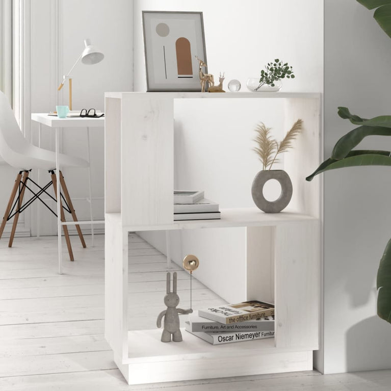 Boekenkast/kamerscherm 51x25x70 cm massief grenenhout wit