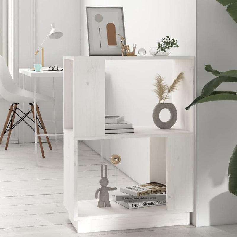Boekenkast/kamerscherm 51x25x70 cm massief grenenhout wit