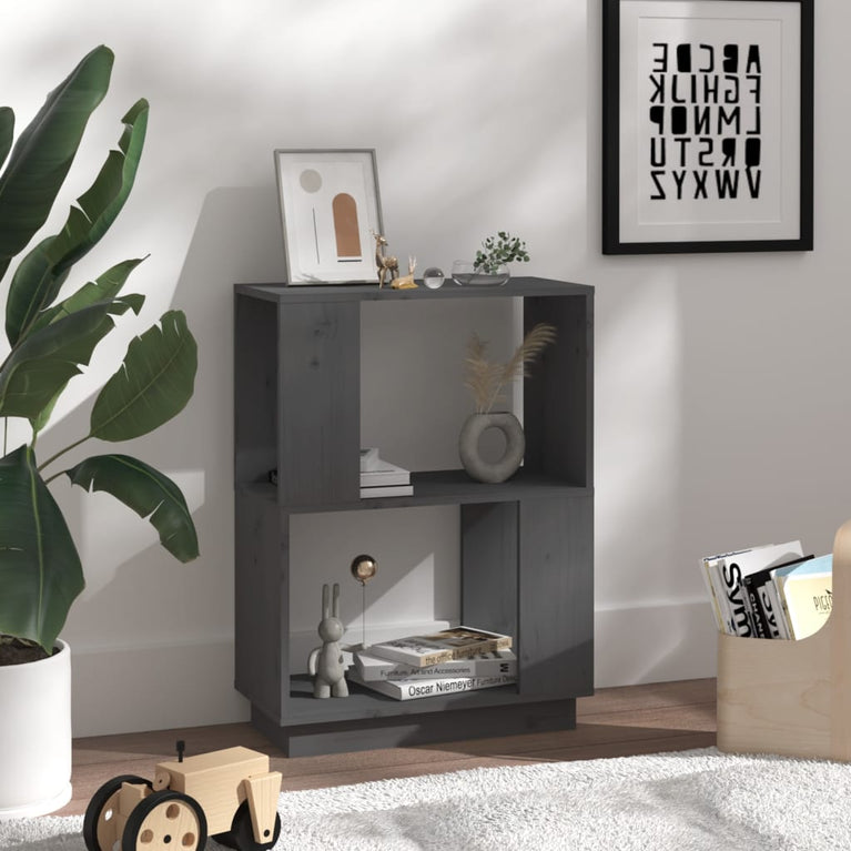 Boekenkast/kamerscherm 51x25x70 cm massief grenenhout grijs MeubelReus