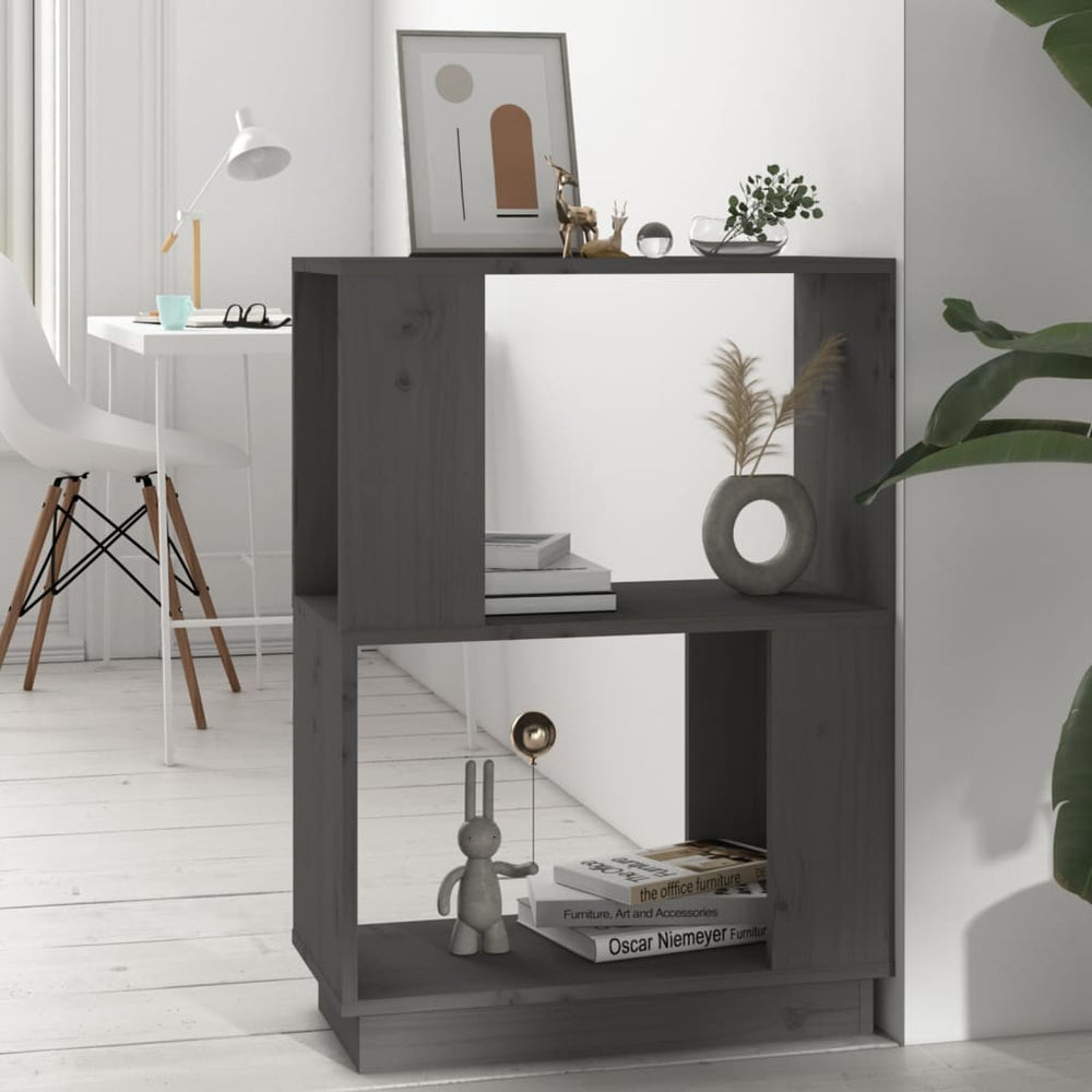 Boekenkast/kamerscherm 51x25x70 cm massief grenenhout grijs MeubelReus