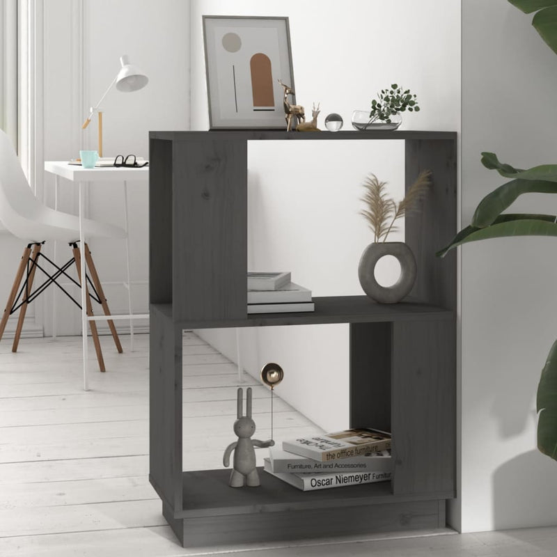 Boekenkast/kamerscherm 51x25x70 cm massief grenenhout grijs MeubelReus