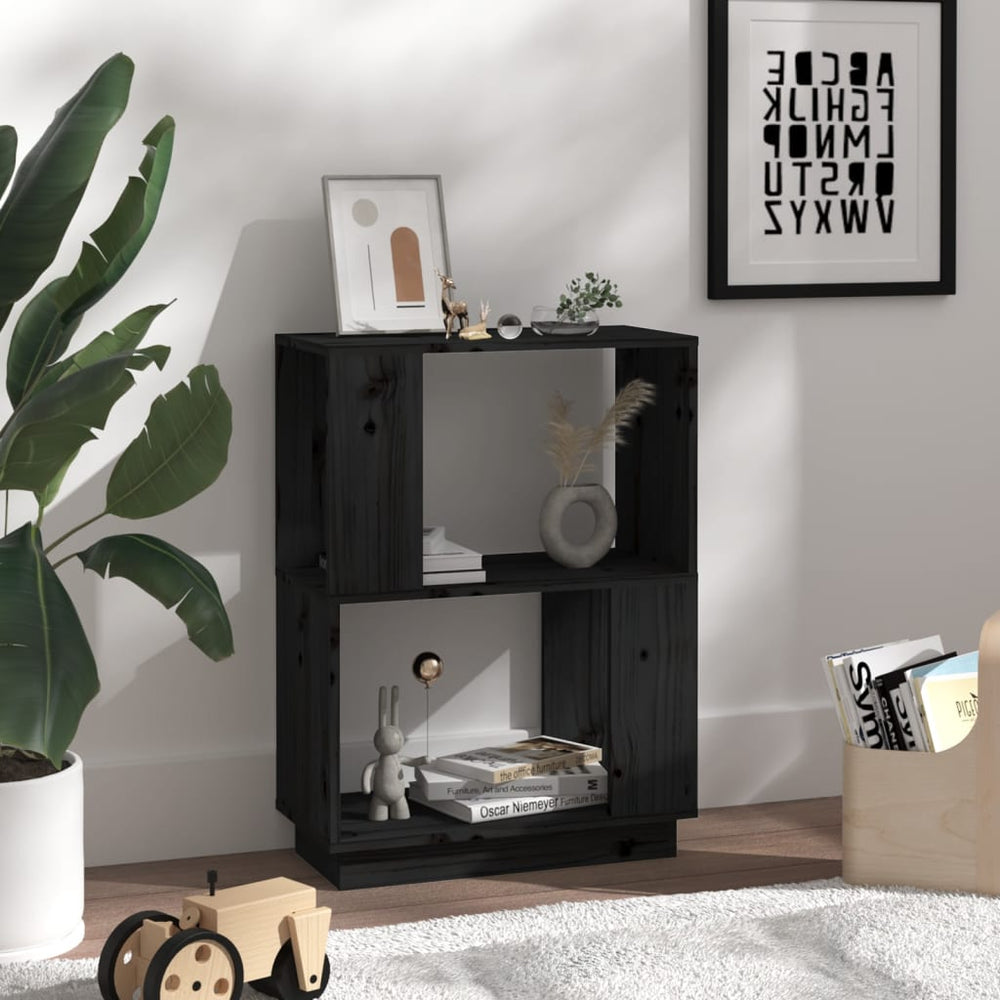 Boekenkast/kamerscherm 51x25x70 cm massief grenenhout zwart MeubelReus