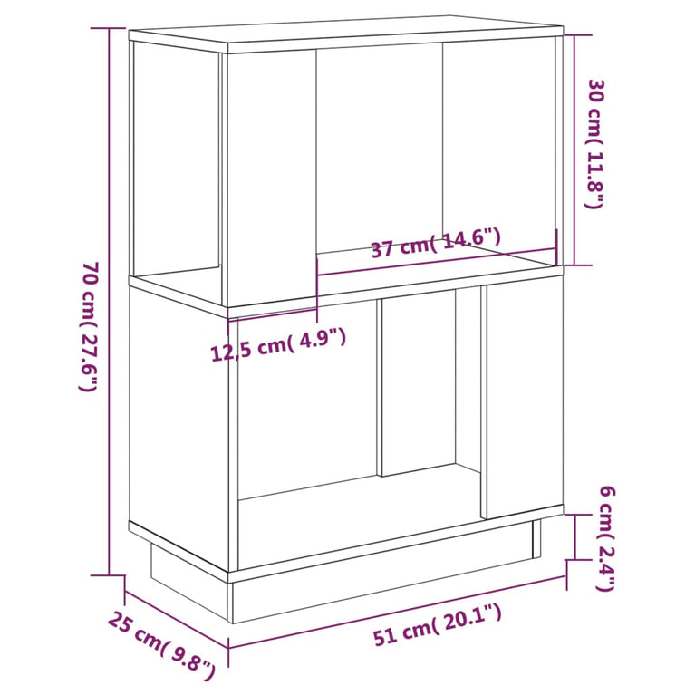 Boekenkast/kamerscherm 51x25x70 cm massief grenenhout zwart MeubelReus