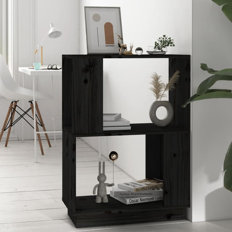 Boekenkast/kamerscherm 51x25x70 cm massief grenenhout zwart MeubelReus