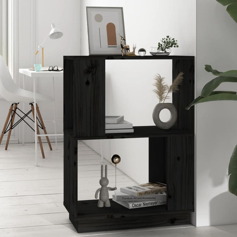 Boekenkast/kamerscherm 51x25x70 cm massief grenenhout zwart MeubelReus