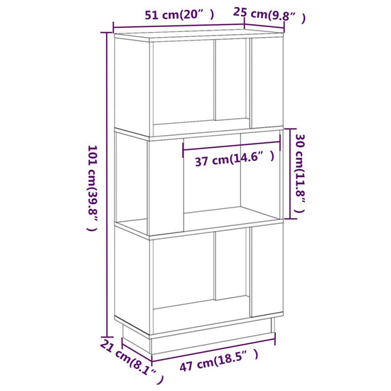 Boekenkast/kamerscherm 51x25x101 cm massief grenenhout MeubelReus