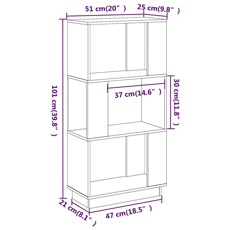 Boekenkast/kamerscherm 51x25x101 cm massief grenenhout MeubelReus