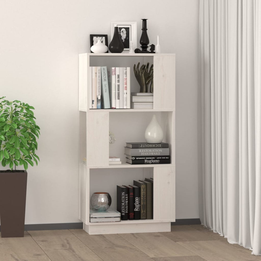 Boekenkast/kamerscherm 51x25x101 cm massief grenenhout wit MeubelReus