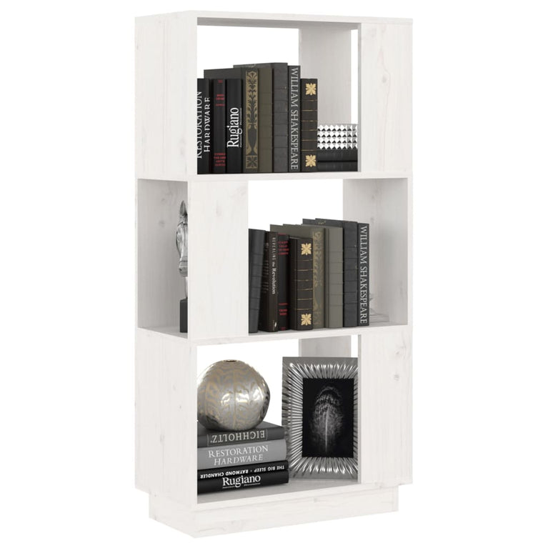 Boekenkast/kamerscherm 51x25x101 cm massief grenenhout wit MeubelReus