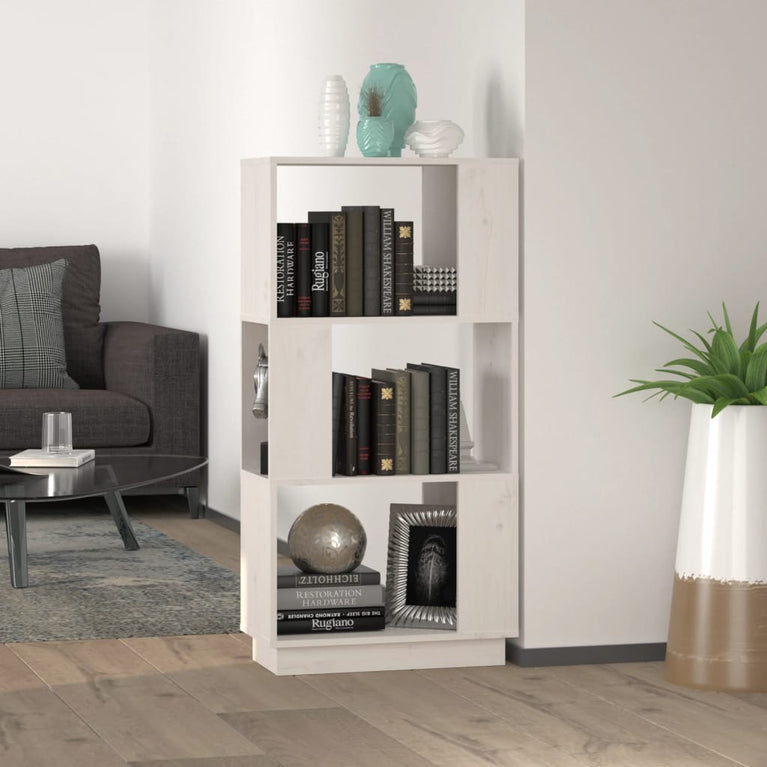 Boekenkast/kamerscherm 51x25x101 cm massief grenenhout wit MeubelReus