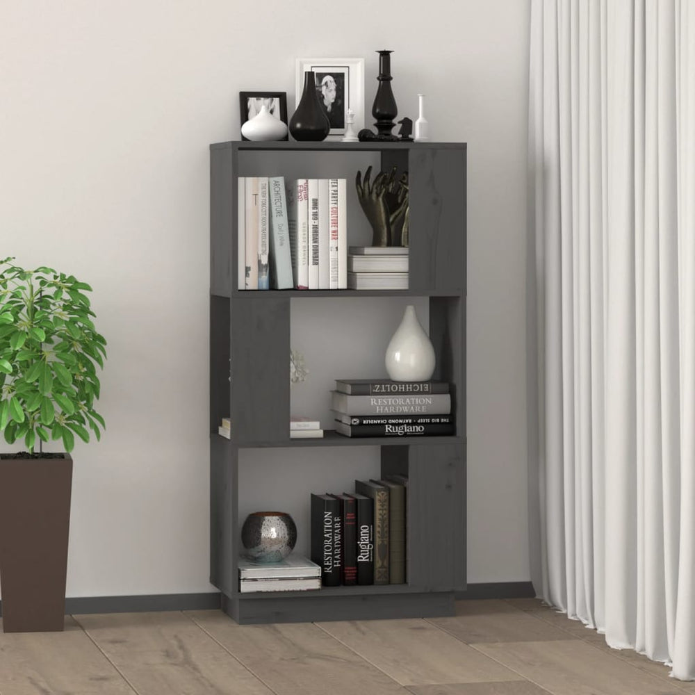 Boekenkast/kamerscherm 51x25x101 cm massief grenenhout grijs MeubelReus