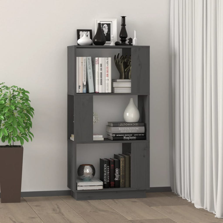 Boekenkast/kamerscherm 51x25x101 cm massief grenenhout grijs MeubelReus