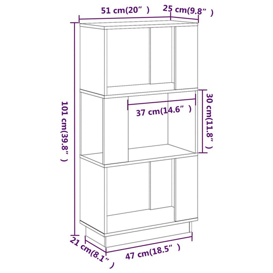 Boekenkast/kamerscherm 51x25x101 cm massief grenenhout grijs MeubelReus