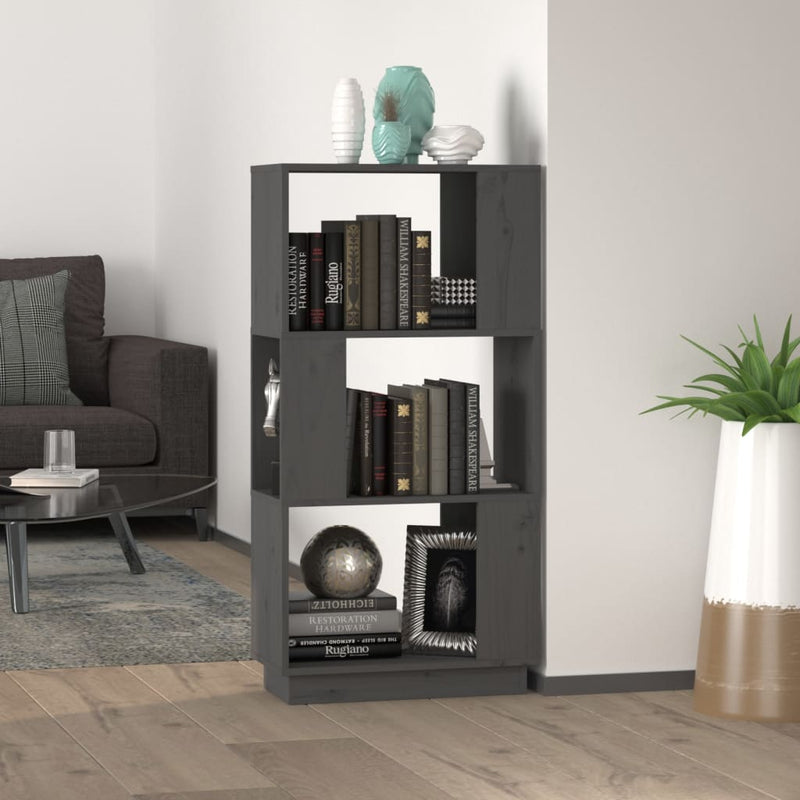 Boekenkast/kamerscherm 51x25x101 cm massief grenenhout grijs MeubelReus