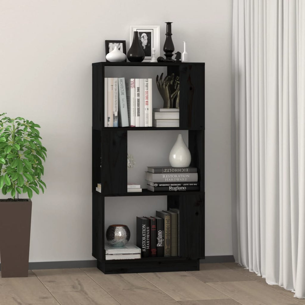 Boekenkast/kamerscherm 51x25x101 cm massief grenenhout zwart MeubelReus